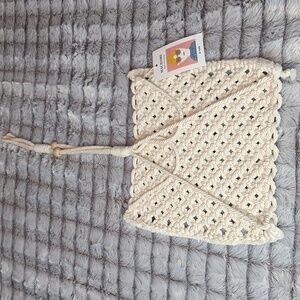 NWT FLBER Macrame Cotton Wall Hanging For Plant Cream